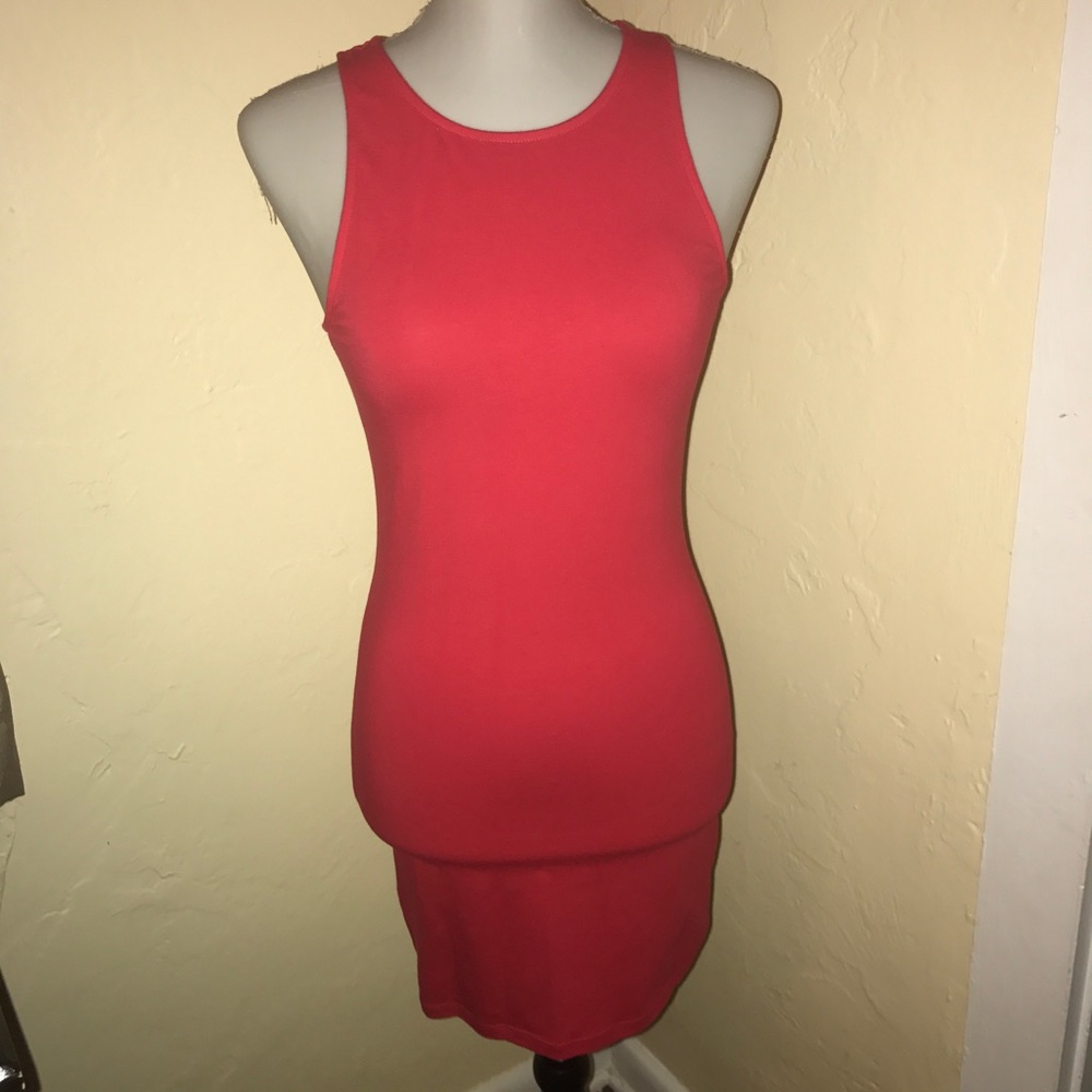 Form fitting red zipper dress